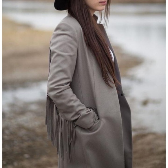 Allsaints Fringe Kalai Coat Jacket Grey All Saints Size US 2 XS - Picture 4 of 15